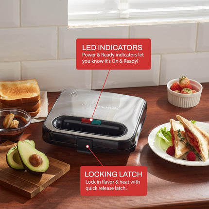 Sandwich & Panini Maker – 2-Slice, 750 Watts, Nonstick Cooking Surface