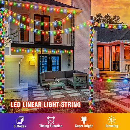 210 LED 4-Color Outdoor String Lights 70FT 8 Modes Waterproof Xmas Party