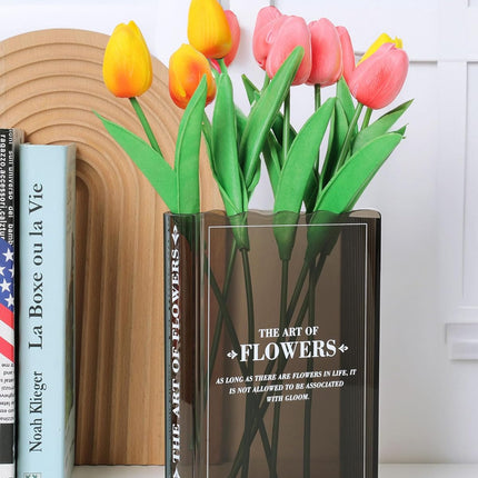Book-Shaped Flower Vase – Black Acrylic Vase for Bedroom & Home Office Decor