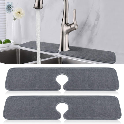 2 Pack Faucet Mat – Super Absorbent Microfiber Splash Guard for Kitchen & Bathroom
