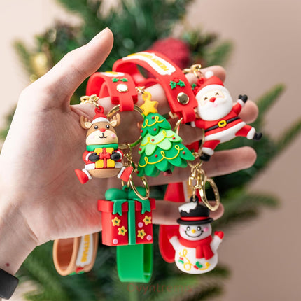 5PCS Christmas Keychain Set – 3D Santa, Tree, Reindeer & Snowman Charms