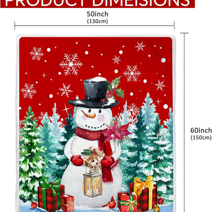 Christmas Blanket, Soft Red Snowman Throw Blanket for Holiday Home Decorations