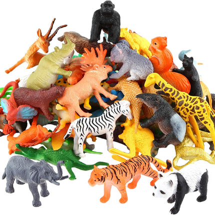 54-Piece Mini Jungle Animal Figure Set – Realistic Vinyl Toys for Kids