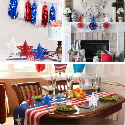 6 Inch Wooden Star Decorations Set of 3 Patriotic Labor Day Table Decor
