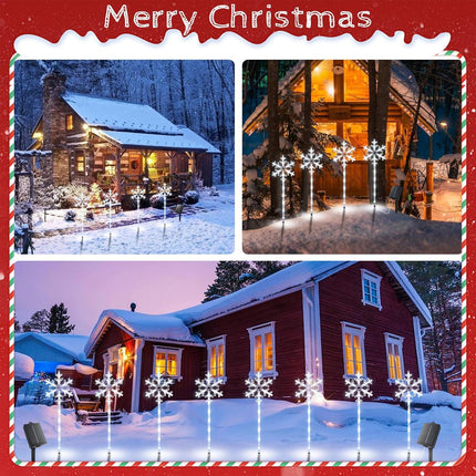 4 Pack Solar Powered Snowflake Pathway Lights, Waterproof Outdoor Christmas Decor