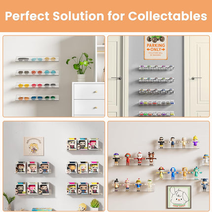 15" Acrylic Floating Shelves – 4-Pack Clear Wall Storage Organizer