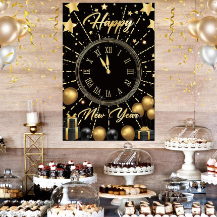 New Years Eve 2026 Countdown Game – Large Pin the Clock Poster for Kids
