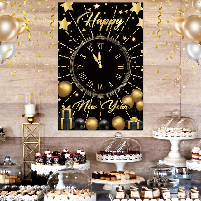 New Years Eve 2026 Countdown Game – Large Pin the Clock Poster for Kids