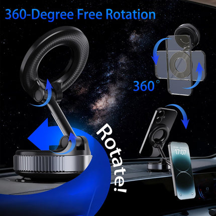 Reinforced Magnetic Car Phone Holder – 360° Vacuum Mount for iPhone & Android