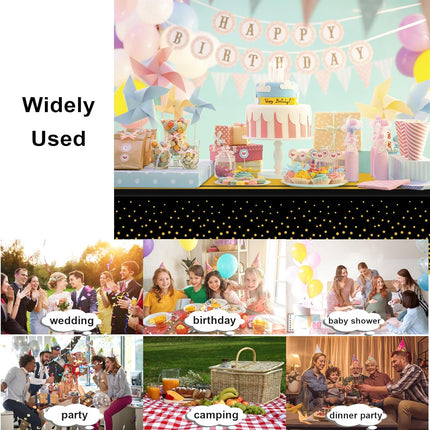 2-Pack Black & Gold Tablecloth Set – Disposable Party Table Covers 54x108"