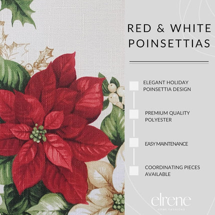3-Piece Red & White Poinsettia Christmas Kitchen and Bath Tiers with Valance