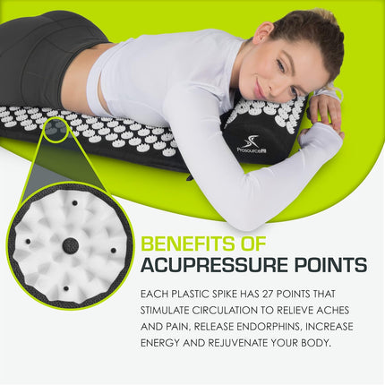 Acupressure Mat & Pillow Set for Back Pain Relief and Muscle Relaxation
