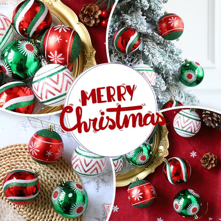 16-Piece Christmas Ornaments – 3.15" Shatterproof Red, Green & White Bulb Pendants