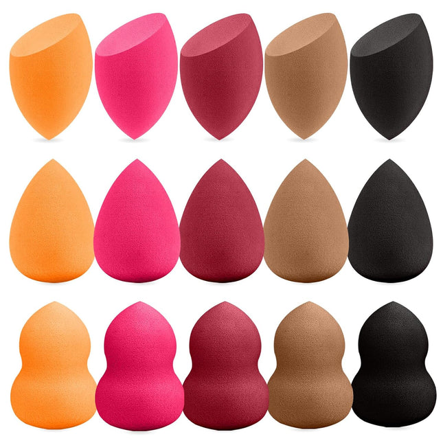 15PCS Multicolor Makeup Sponge Set, Latex-Free Wet/Dry Foundation Blending Sponges