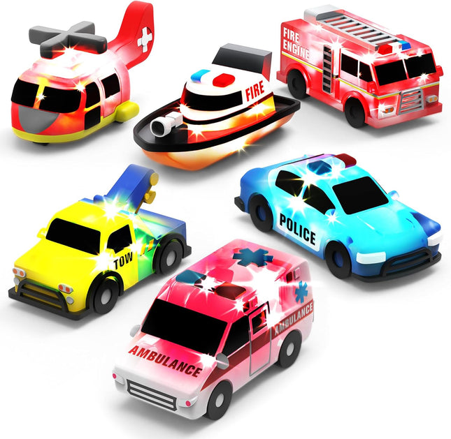 6 Pack Light Up Bath Toys Water Activated Flashing Color Change Cars