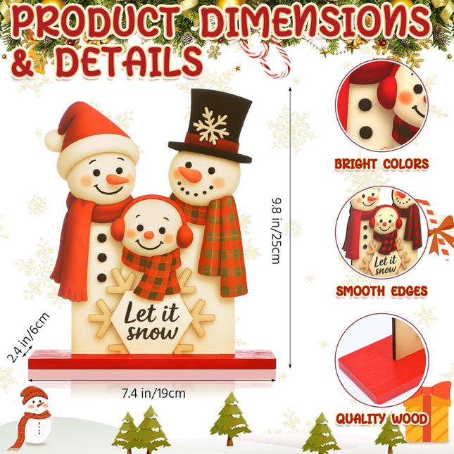 Christmas Snowman Decoration Vintage Wooden Table Centerpiece Holiday Décor