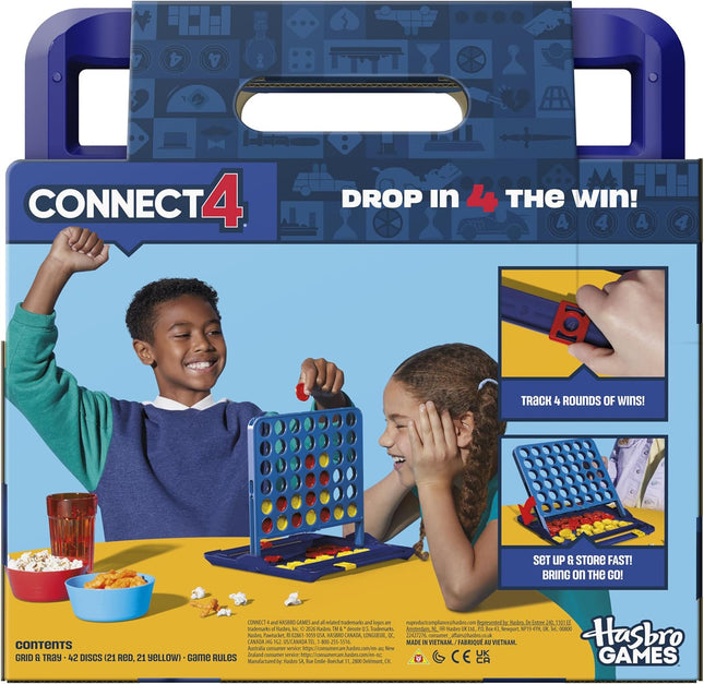Hasbro Connect 4 Game 2025 Edition with Storage Case and Score Tracker