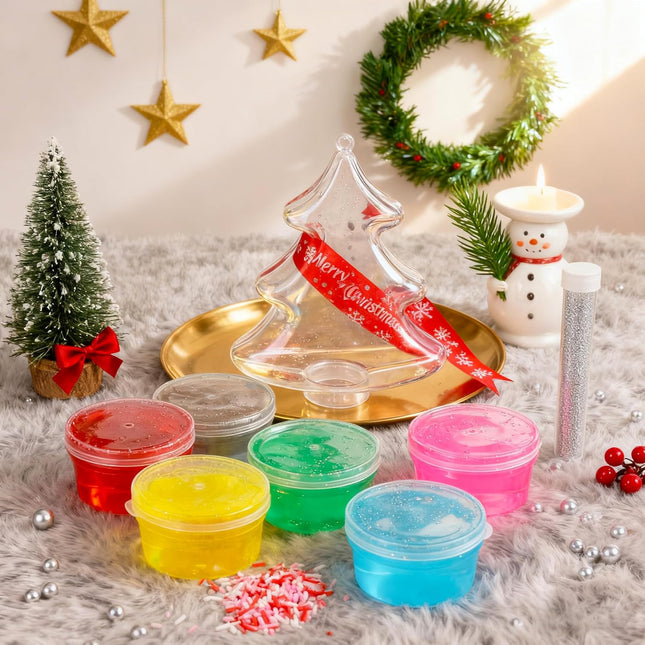 Christmas Tree 6-Pack Mini Crystal Slime Set | DIY Spells Gift for Kids & Teens