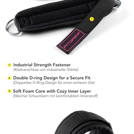 Gym Ankle Straps V3 – Kickback & Leg Pulley Cable Machine Accessories