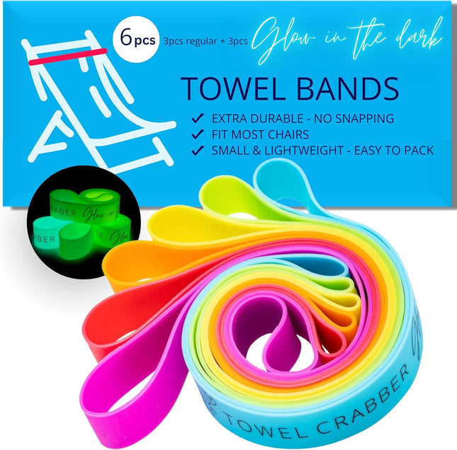 6-Pack Beach & Pool Chairs Clips – Durable, Glow-in-the-Dark & Regular
