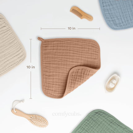 Muslin Baby Washcloths 6-Pack – Soft 6-Layer Cotton for Sensitive Skin