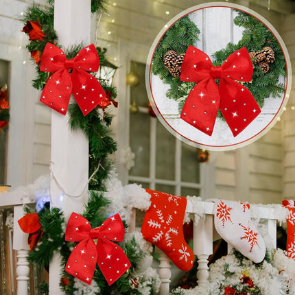 Red Velvet Christmas Bows – 6PCS Small Ribbon Wreath Bows for Home & Front Door Decorations