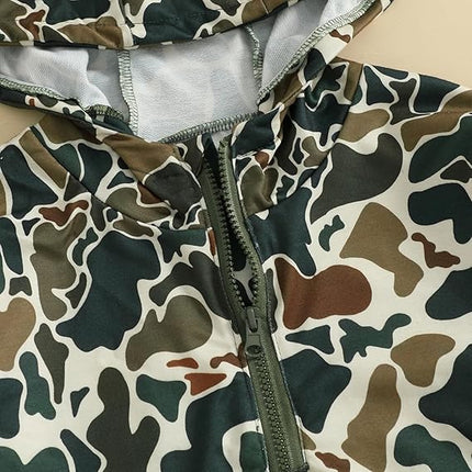 Toddler Boys Camouflage Hoodie – Half Zip Long Sleeve Pullover Sweatshirt