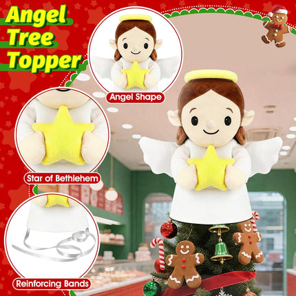 Christmas Tree Topper Angel 9'' Plush Cartoon Star Decoration Xmas Decor