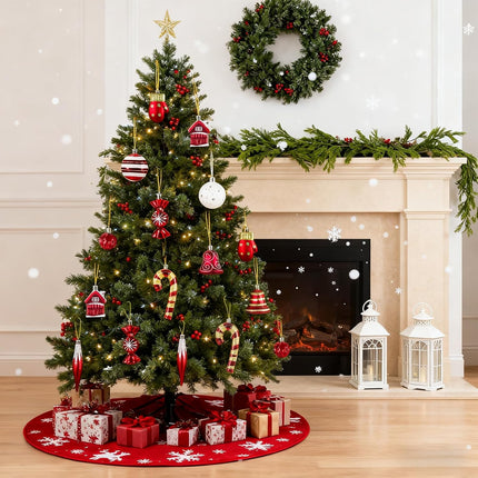 16 PCS Xmas Ornaments – Red & White Hanging Decorations for Tree & Home