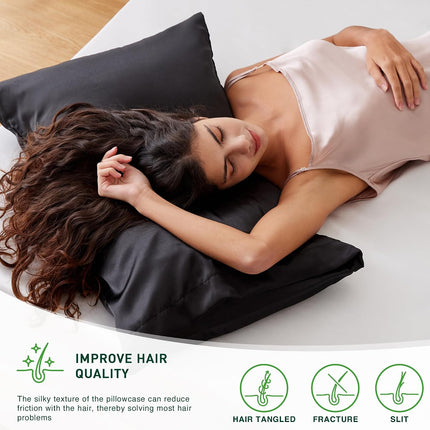 2 Pack Satin Pillowcases Queen 20x30, Cooling Silk-Like Hair & Skin Covers