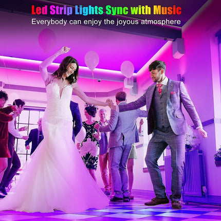 50ft RGB LED Strip Lights – Bluetooth Smart App & Remote Control