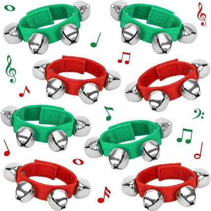 8-Piece Christmas Wrist Bell Set – Jingle Bells Wristbands for Percussion Instruments