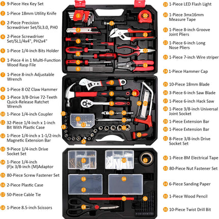 325-Piece Tool Kit for Homeowners & DIYers – Includes Toolbox with Drawer