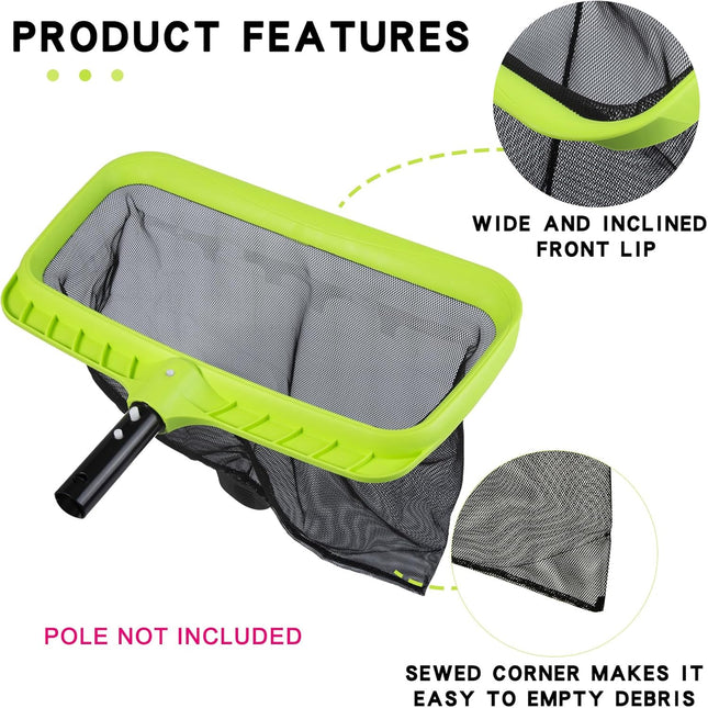 Swimming Pool Leaf Skimmer Net with Reinforced Frame for Deep Cleaning