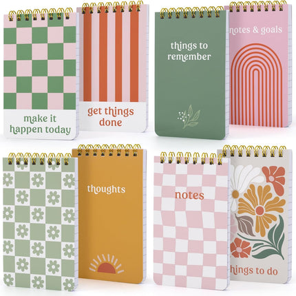 Mini 3x5 Spiral Notebooks – Set of 8, Aesthetic Lined Pages, Perfect for Work & School