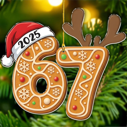 67 Christmas Ornament – Funny 2025 Meme Acrylic Hanging Decor for Teens & Adults