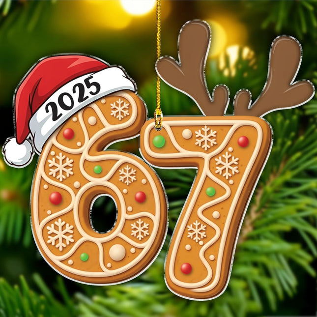 67 Christmas Ornament – Funny 2025 Meme Acrylic Hanging Decor for Teens & Adults