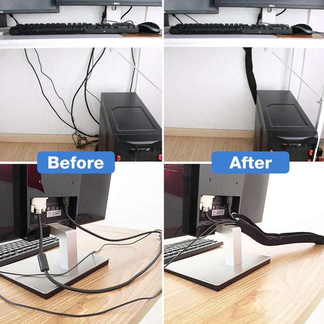 4-Pack Wire Hider Sleeve – 19–20" Flexible Cable Organizer for Electronics