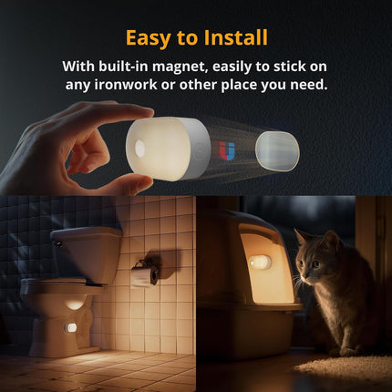2 Pack Rechargeable Motion Sensor Night Lights USB-C Warm White LED