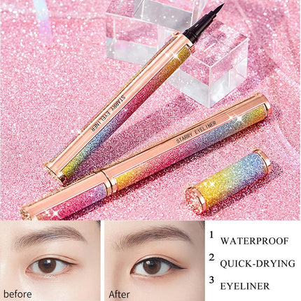 4D Silk Fiber Mascara & Waterproof Eyeliner Set Long Lasting Black Makeup