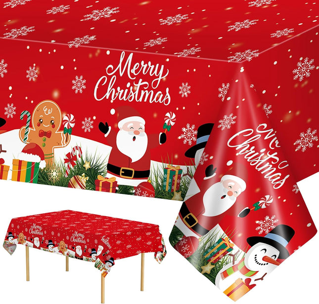 2-Pack Merry Christmas Table Cloth | Red Disposable Table Cover 108×54"