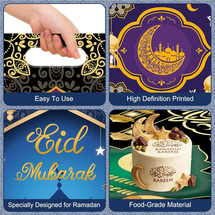 50 Pcs Ramadan Gift Bags with Handles – Eid Mubarak Party Favor Treat Bags, 4 Styles
