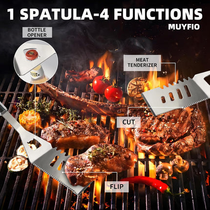 11Pcs Stainless Steel BBQ Grill Tools Set with Storage Bag, Portable Camping Kit