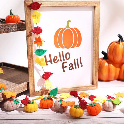 Felt Pumpkin Garland 2PCS – Fall Maple Leaves Decoration for Halloween & Thanksgiving
