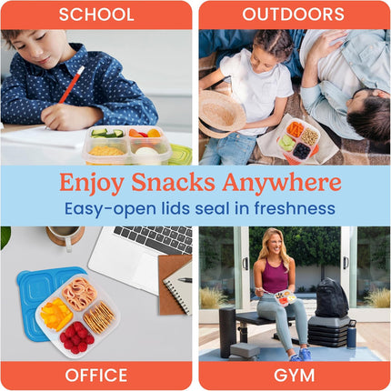 Easyboxes 8-Piece Snack Containers – 4-Compartment BPA-Free Meal Prep Set