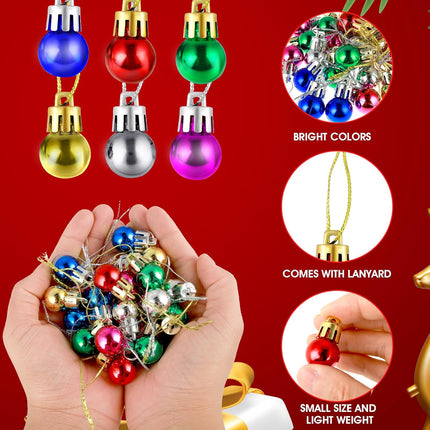 48PCS Mini Christmas Balls – 0.79" Colorful Tree Ornaments for Holiday