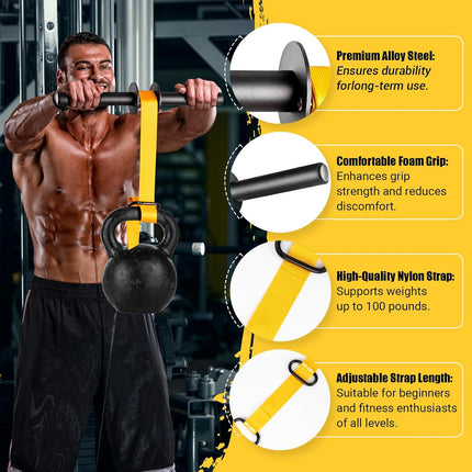 Forearm Strengthener Wrist Roller with Nylon Webbing for Grip Training