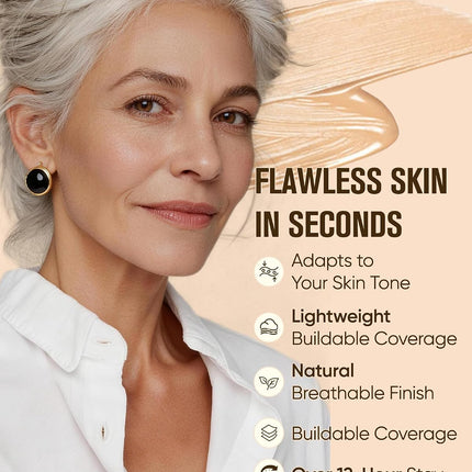 Color Changing Foundation 30ml, Shade-Adapting Skin Tint, Hydrating Light-Medium Coverage Makeup