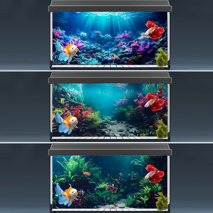 3 Pack Aquarium Background 36x18 Inch Polyester Fish Tank Undersea Coral Scenery