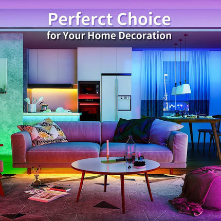 100FT Smart LED Strip Lights, RGB Color Changing, App & Remote Music Sync